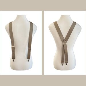 Beige Suspenders With Metal Hardware Detailing grandpacore eclectic grandpa